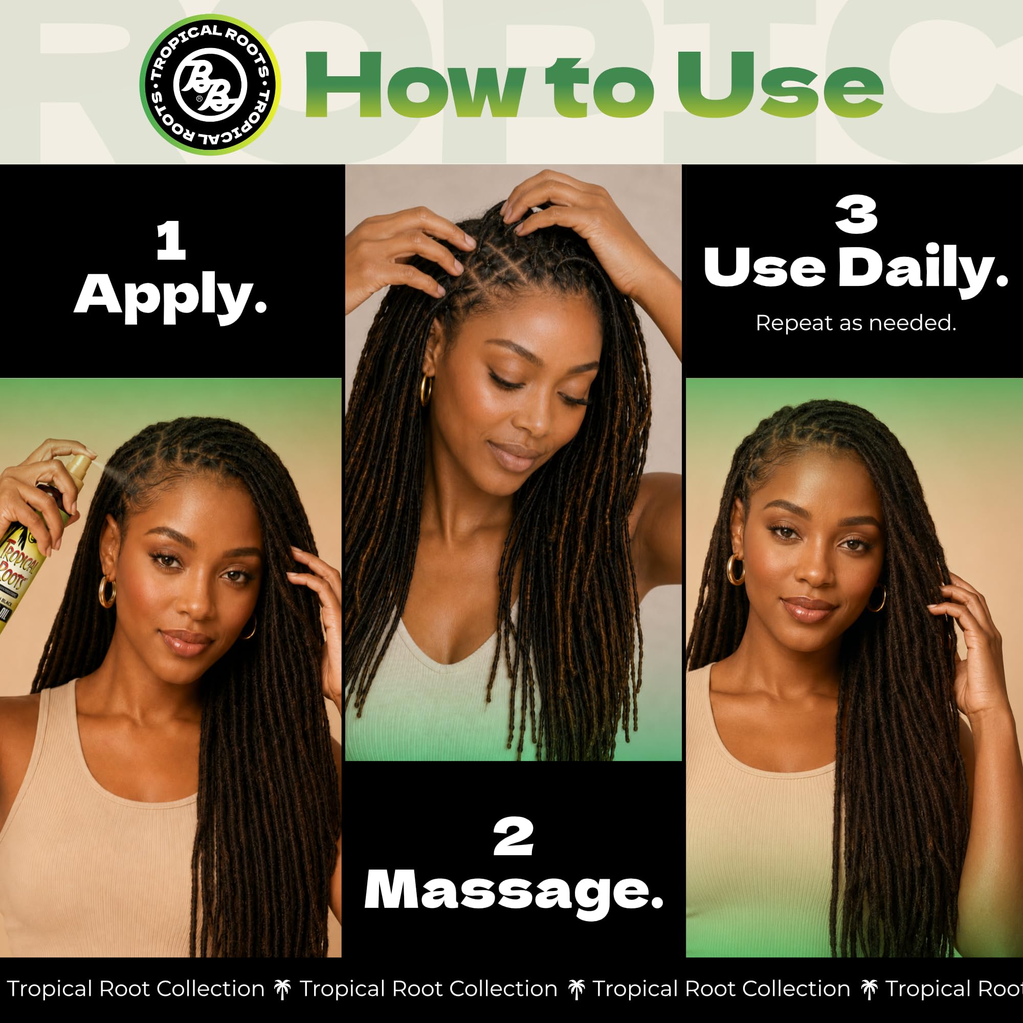 Before and after hair ends after Bronner Bros oil showing smoother finish benefit