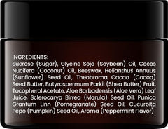 Applying Brooklyn Botany lip scrub to lips demonstrating softening and polishing effect
