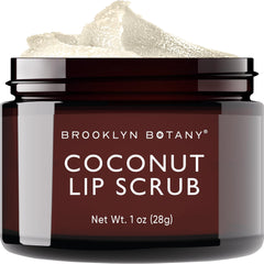 Brooklyn Botany jar front view showing coconut lip scrub and clear labeling for product recognition