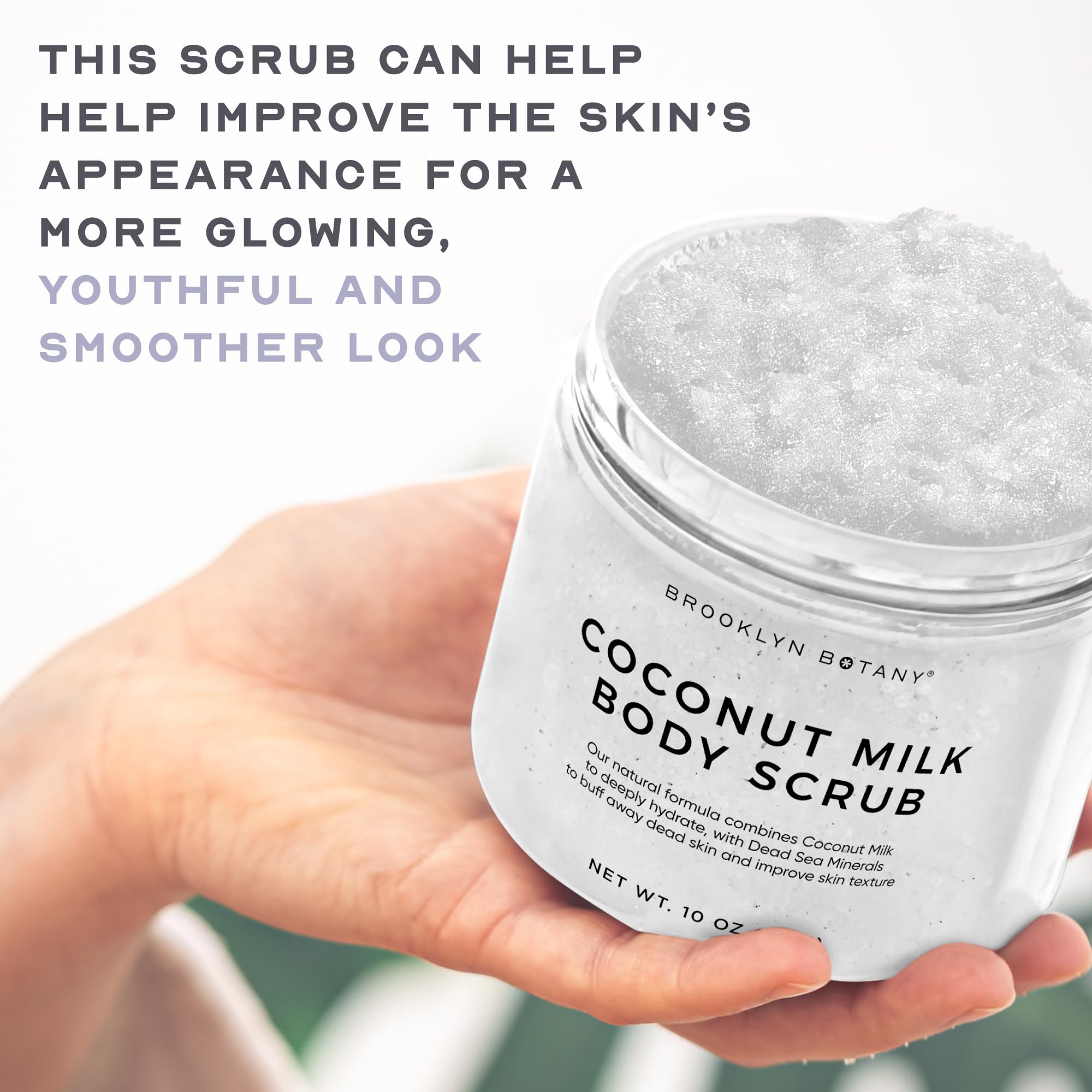 Brooklyn Botany hand applying scrub to foot demonstrating softening benefit