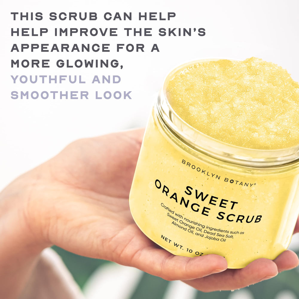 Brooklyn Botany scrub on hand being massaged to reveal softer skin quickly