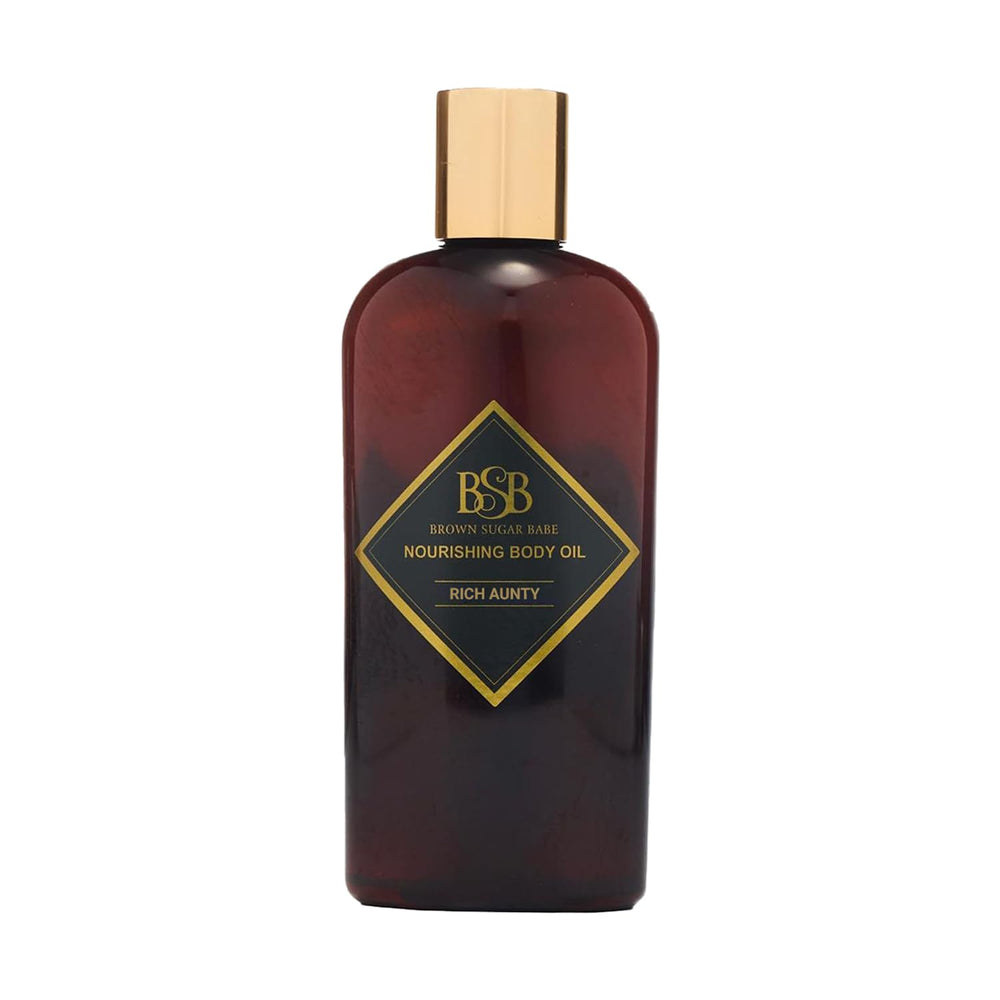 Brown Sugar Babe front bottle showing elegant labeling and luxurious benefit