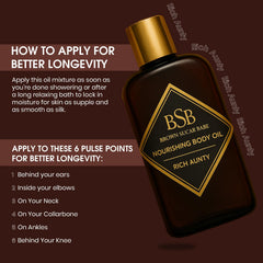 Brown Sugar Babe oil droplet on skin showing silky texture and hydration benefit