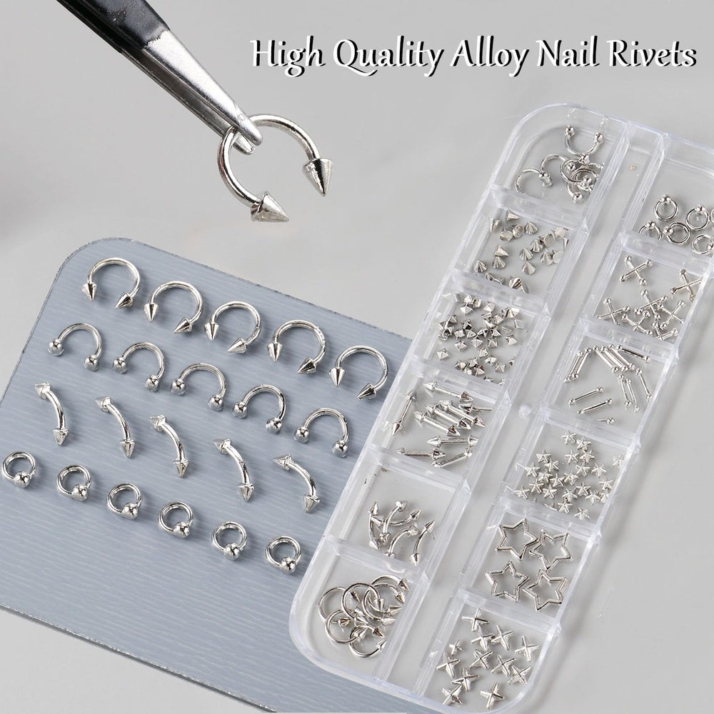 Brtavizvy bullets and stars paired on a nail sample for bold accent contrast