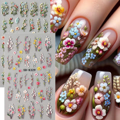 Brtavizvy close-up of embossed 5D petal texture for realistic nail depth