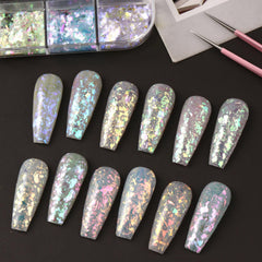 Brtavizvy flakes pressed under top coat on nails for long-lasting shine