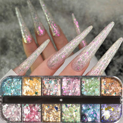 Brtavizvy gradient mermaid nails using layered opal flakes for color shift