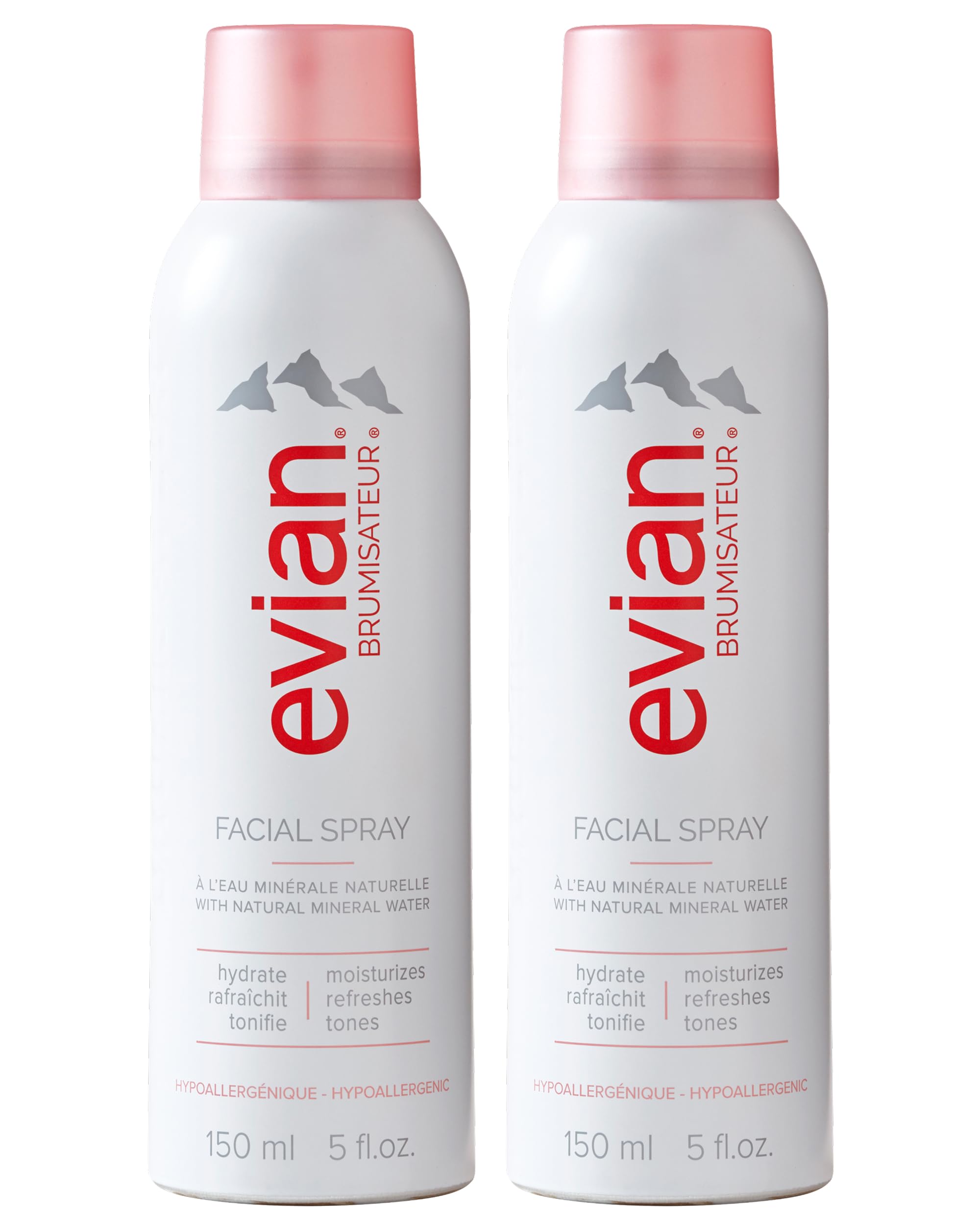 BRUMISATEUR Evian front packaging shows twin cans for convenient hydration