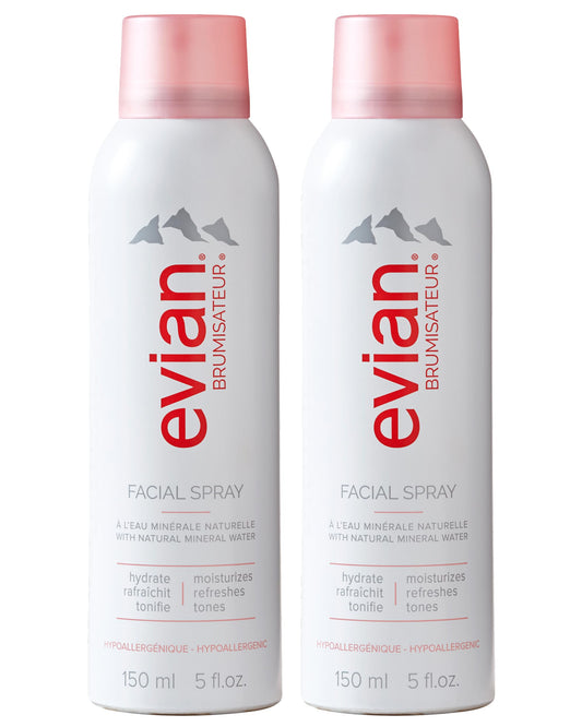 BRUMISATEUR Evian front packaging shows twin cans for convenient hydration
