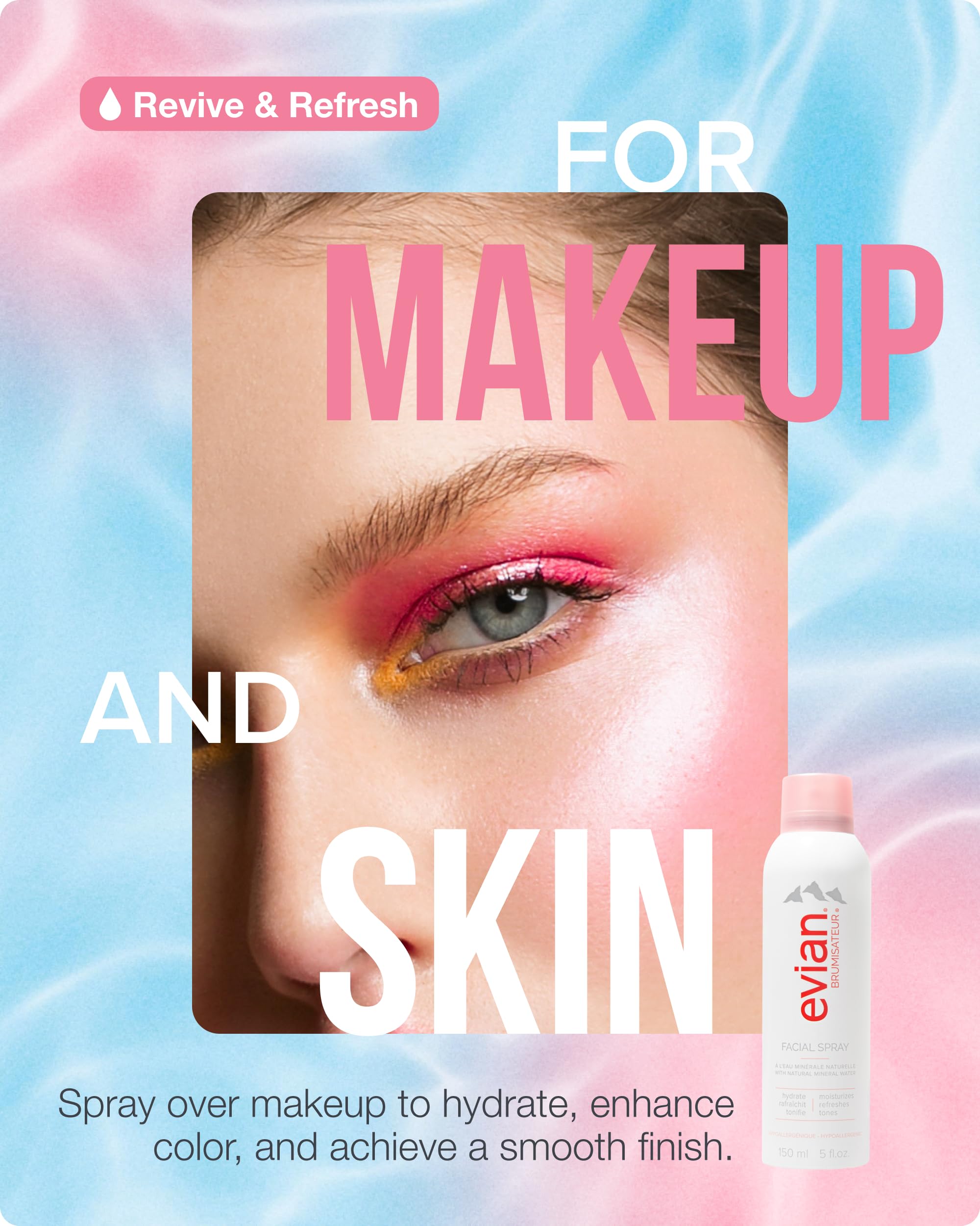 BRUMISATEUR Evian label detail emphasizing mineral water purity benefit