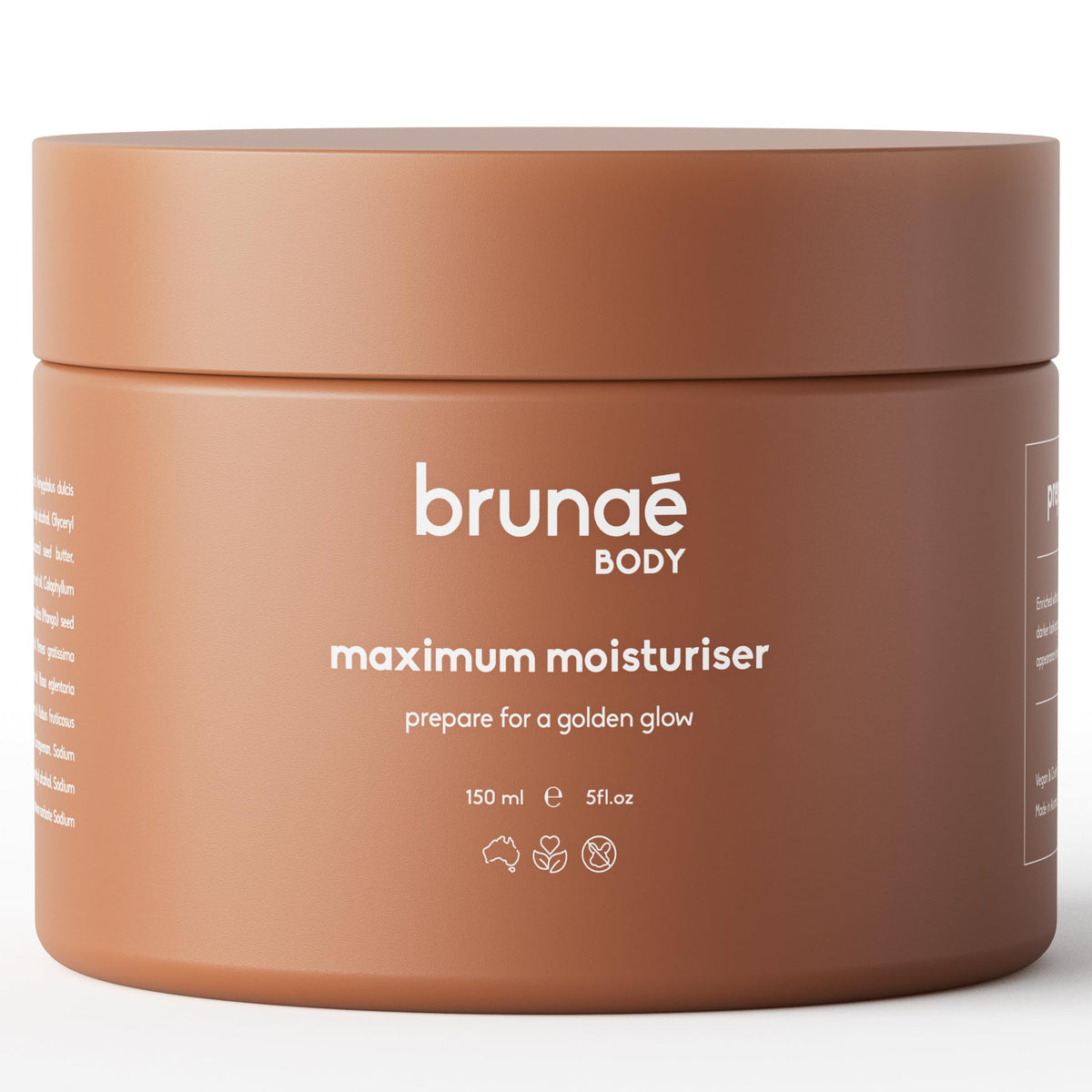 brunae body front packaging showing bottle and brand for clear product identification and appeal