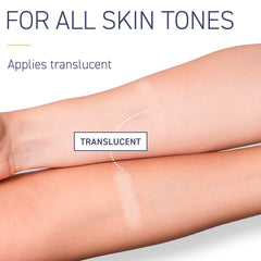 Brush On Block applying over makeup to refresh sun protection without disturbing makeup