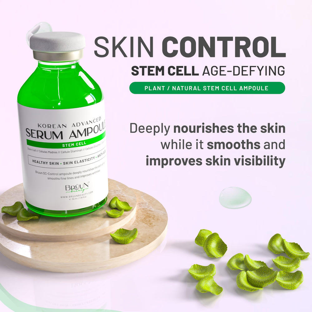 BRÜUN serum texture closeup on fingertip highlighting lightweight absorption benefit