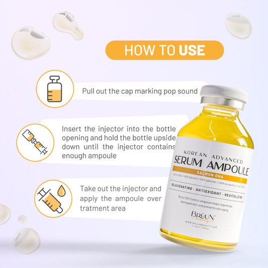 BRÜUN serum drop close-up showing smooth texture and quick absorption benefit