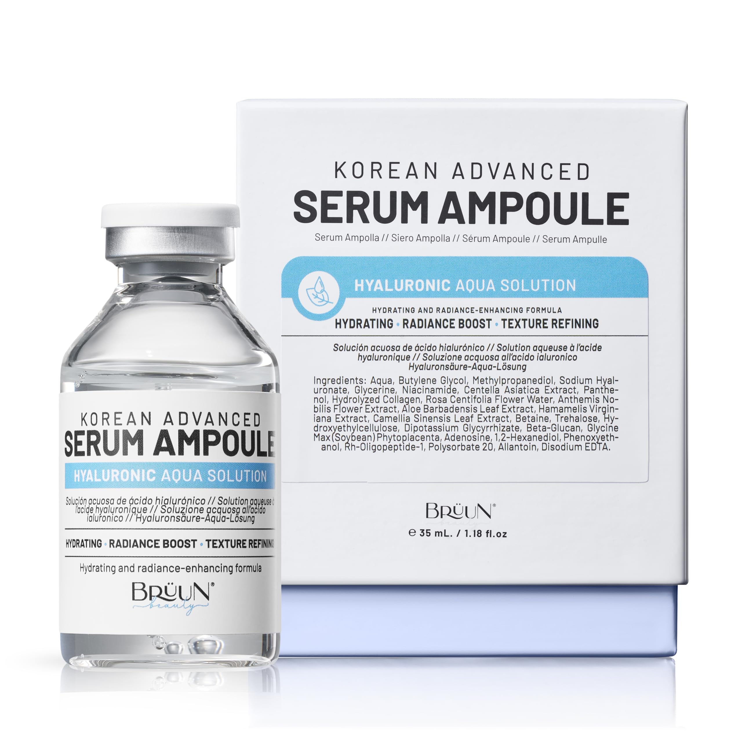 BRÜUN front ampoule bottle showing clean branding and easy-use benefit