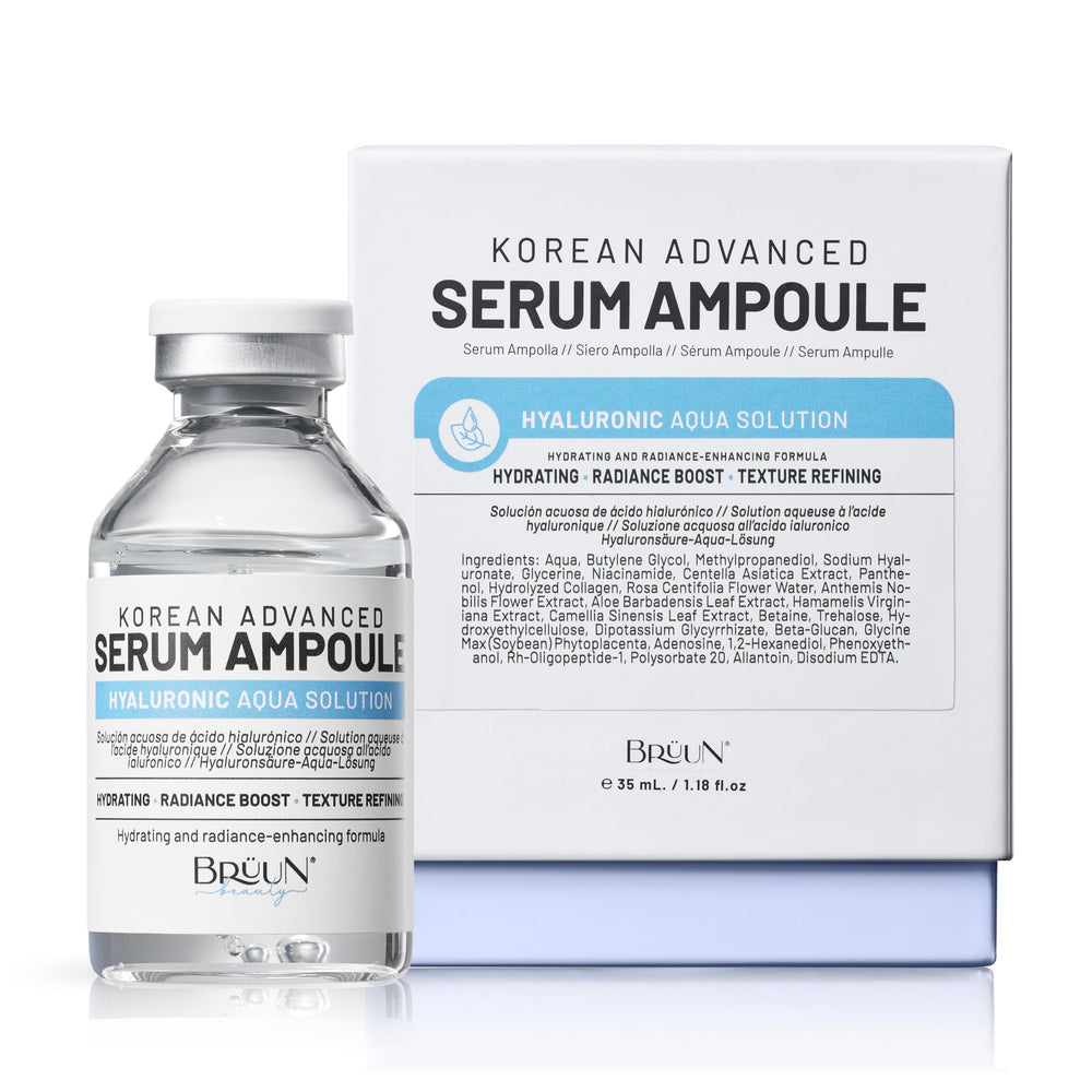 BRÜUN front ampoule bottle showing clean branding and easy-use benefit