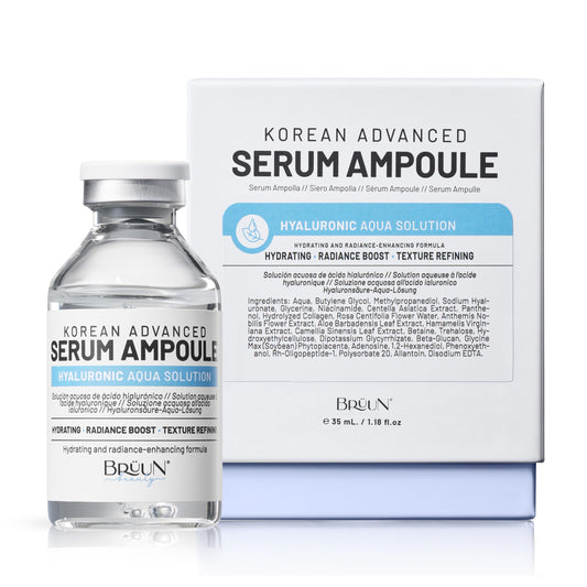 BRÜUN front ampoule bottle showing clean branding and easy-use benefit