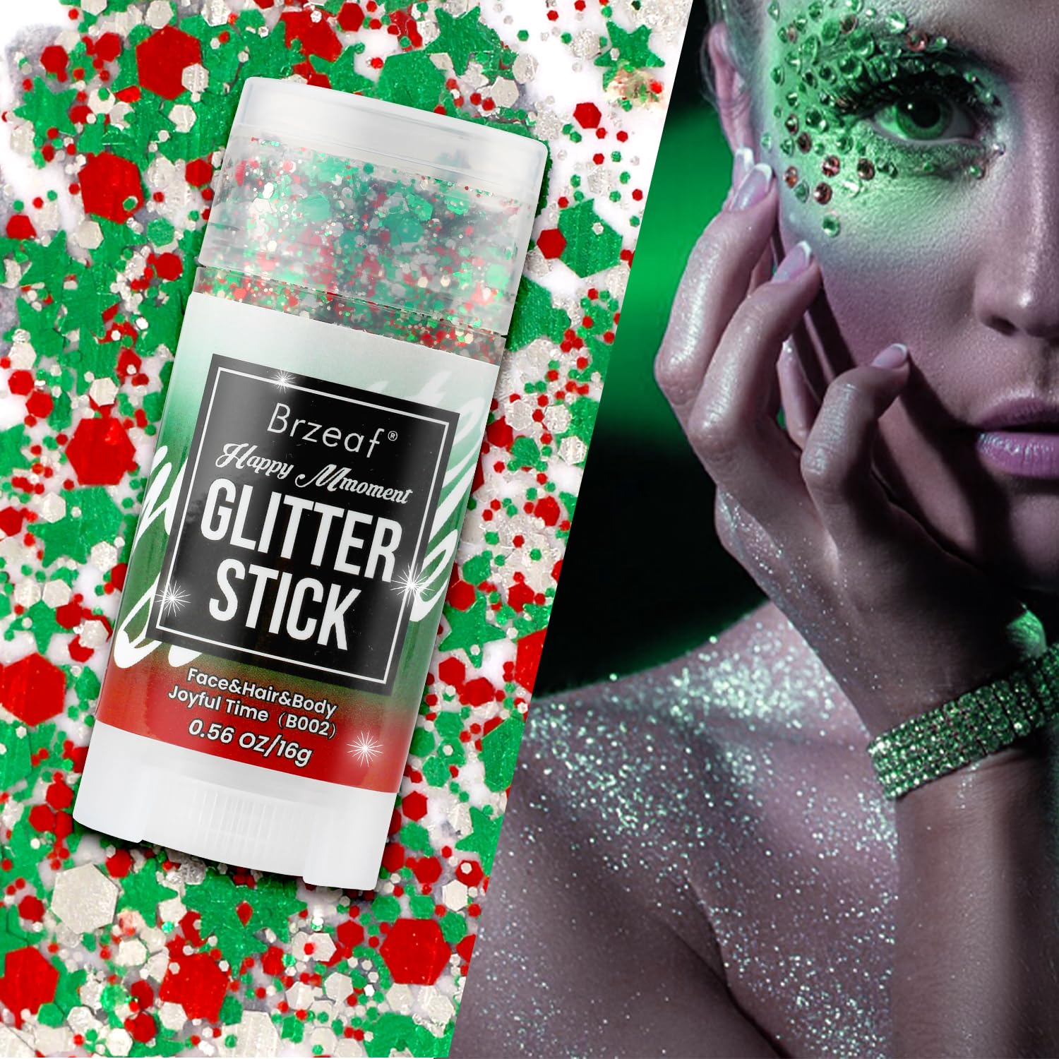 Removing Brzeaf glitter with cleanser demonstrating easy, residue-free removal