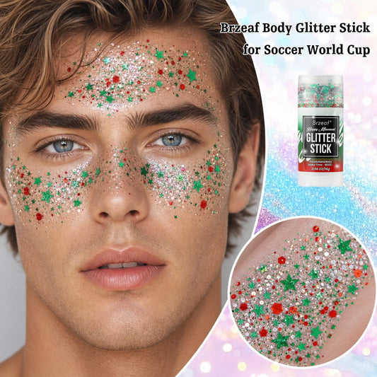 Brzeaf glitter stick close-up texture revealing mixed shapes and strong sparkle