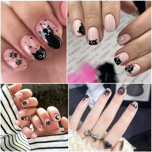 BSBTBZ cat nail sticker close-up revealing 3D texture and metallic detail for premium look