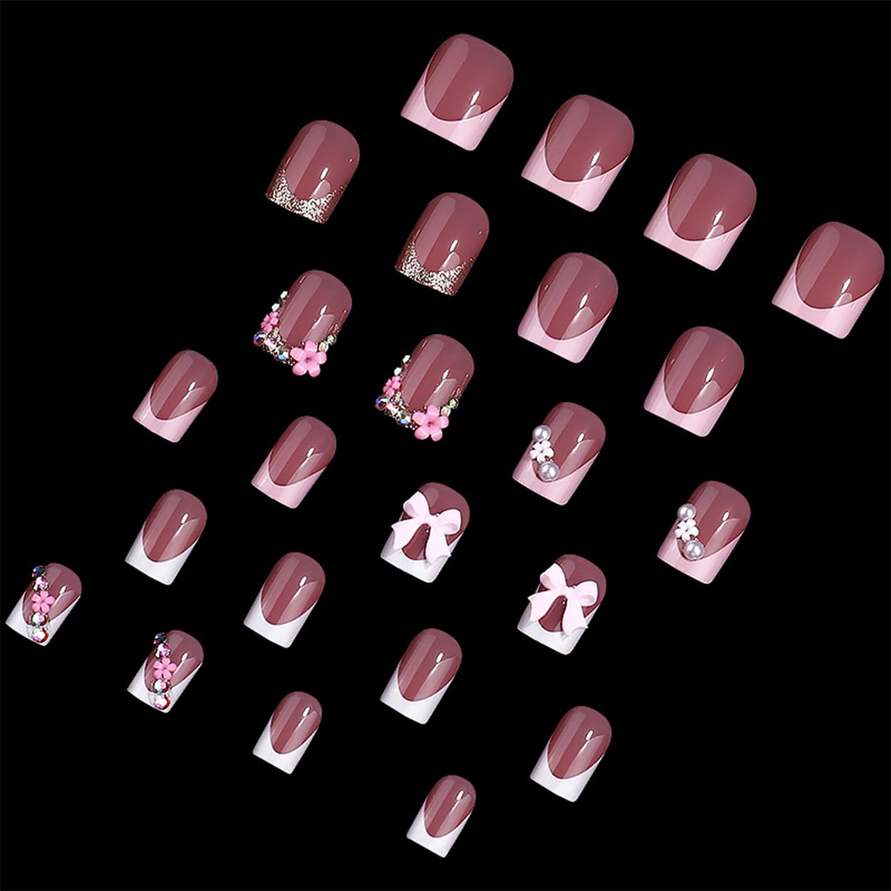 BSBTBZ close-up of pink bow detail on nail, adds charming decoration