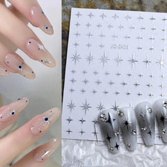 BSBTBZ finished manicure with silver stars and hearts enhancing French tip look
