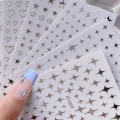 BSBTBZ front view of six silver sticker sheets showing full pattern selection and convenience