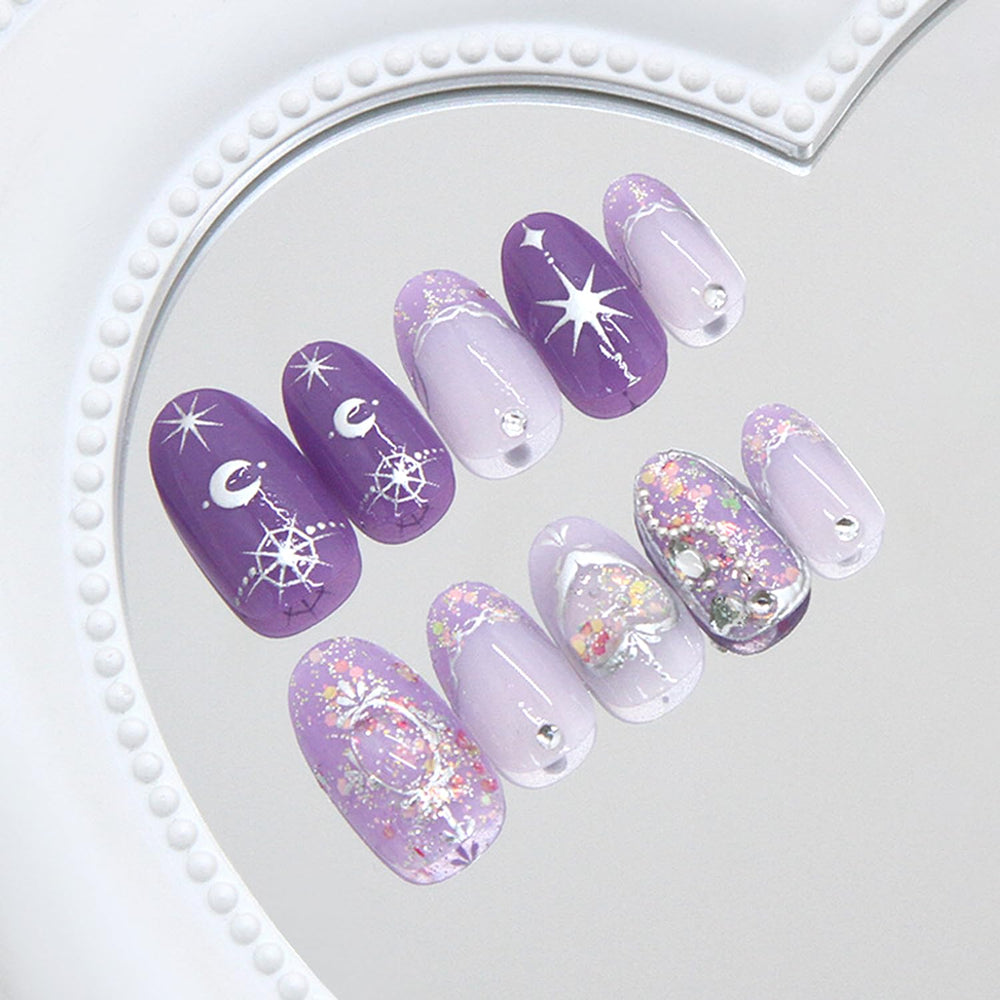 BSBTBZ full set laid flat with star moon decals and holographic sequins visible