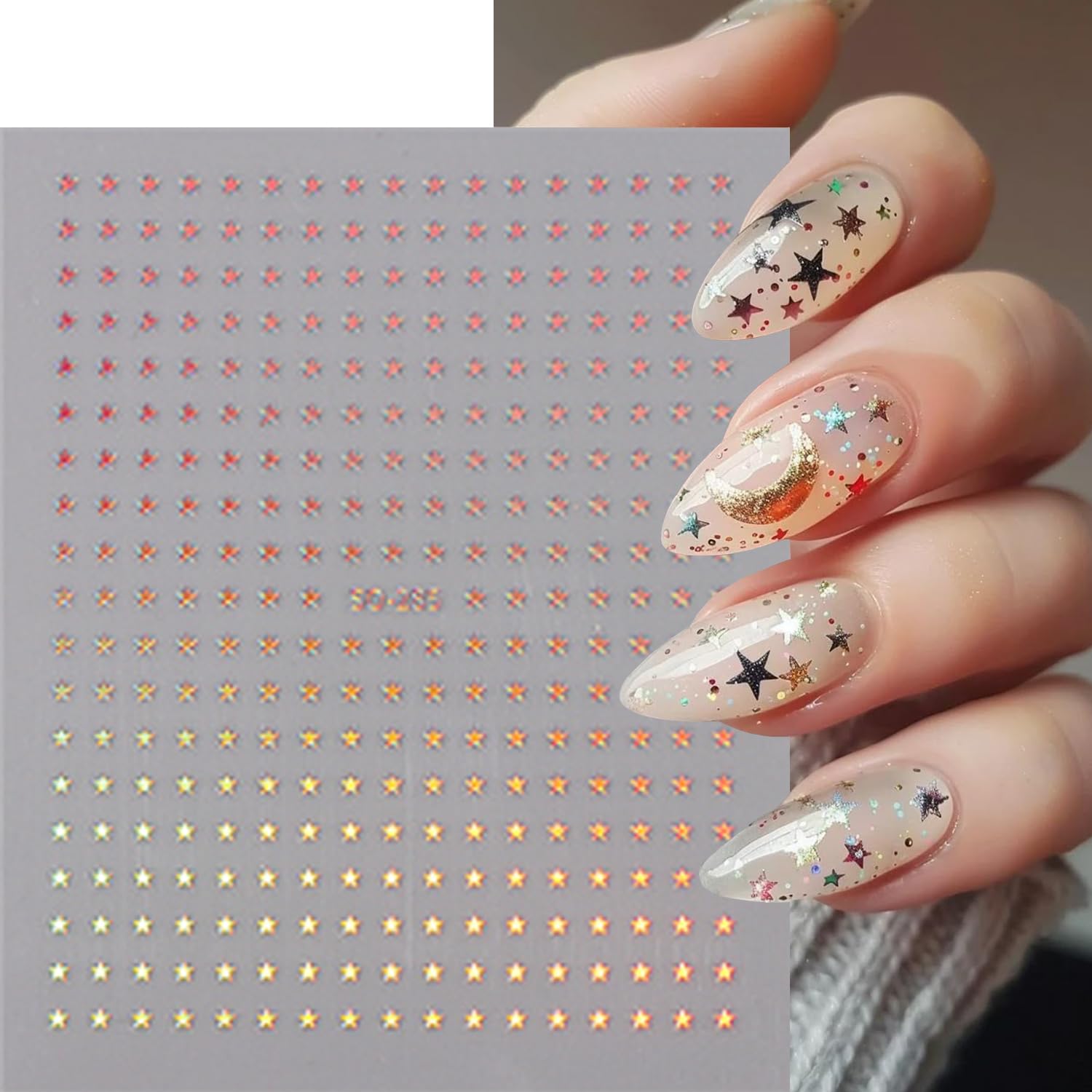 BSBTBZ star on acrylic tip demonstrating compatibility with artificial nails benefit