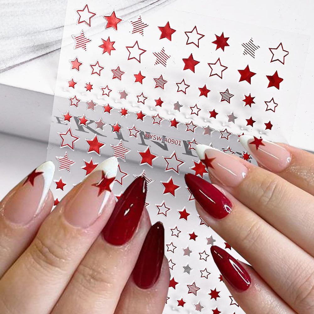BSBTBZ next to a ruler showing star sticker sizes for accurate nail fit