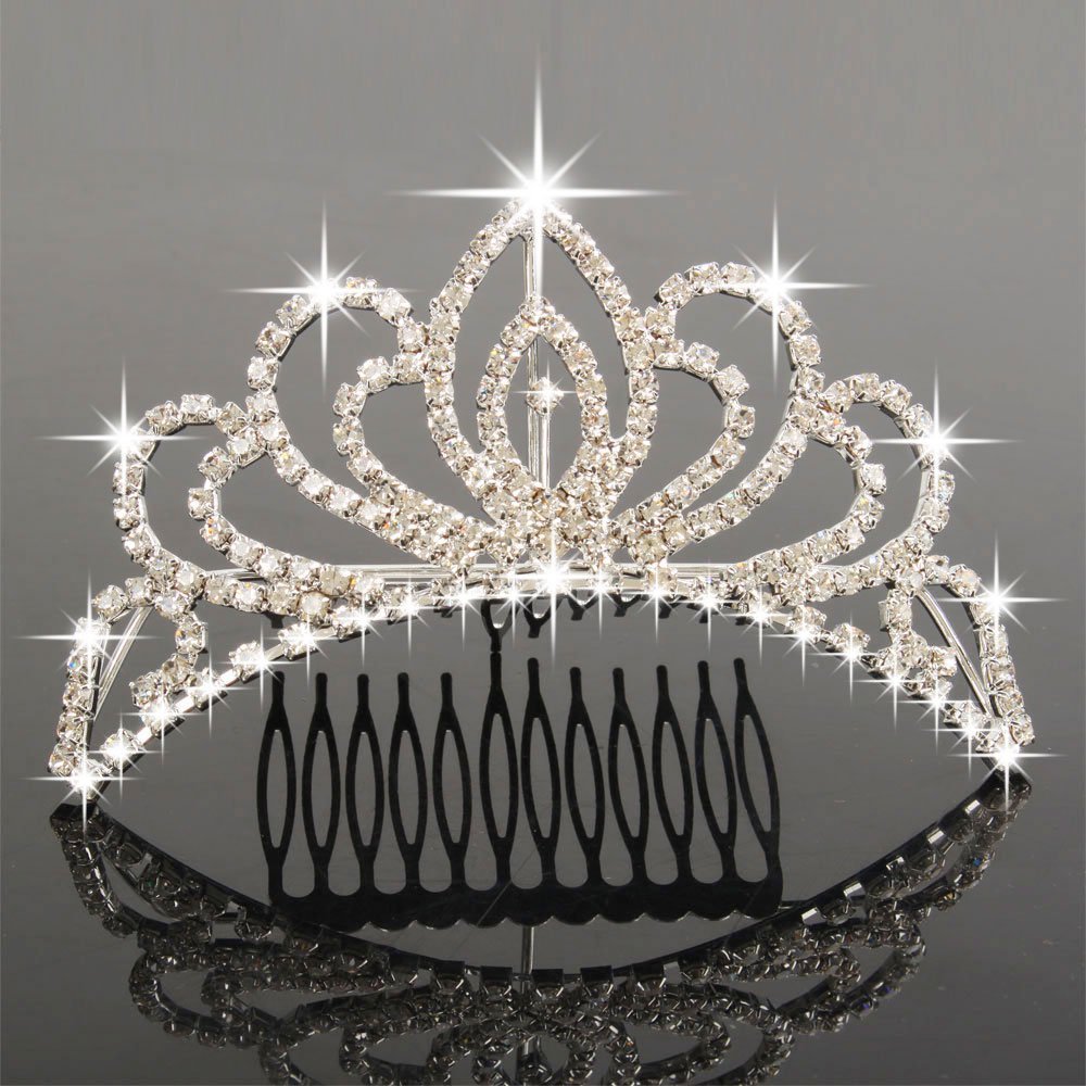 Bseash front view silver mini tiara showing elegant silhouette and sparkle