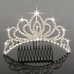 Bseash front view silver mini tiara showing elegant silhouette and sparkle