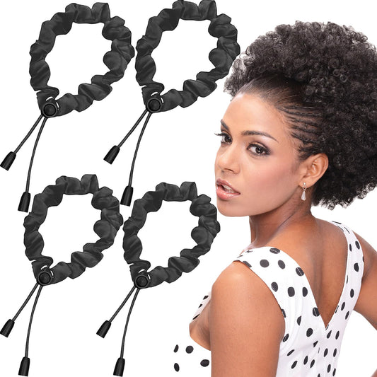 Bswox front packaging showing four adjustable satin scrunchies and benefits