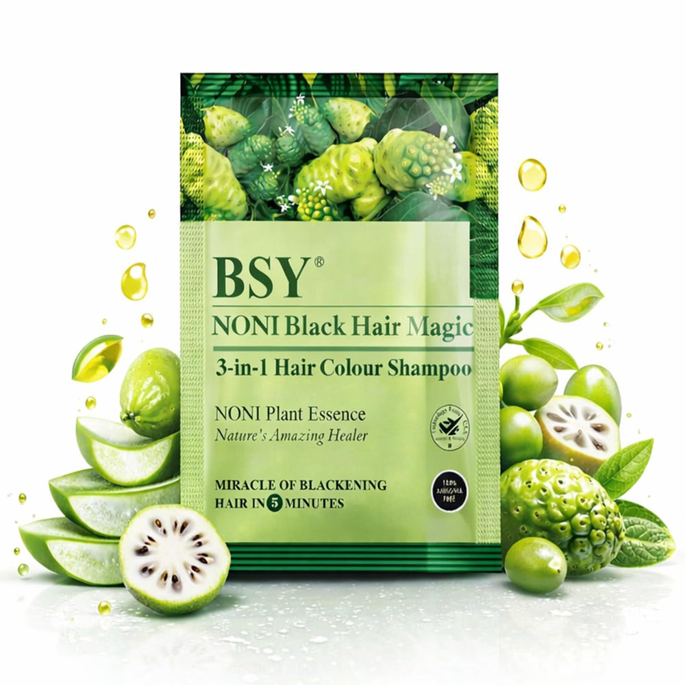 BSY Noni sachet front showing branding and quick-5-minute benefit