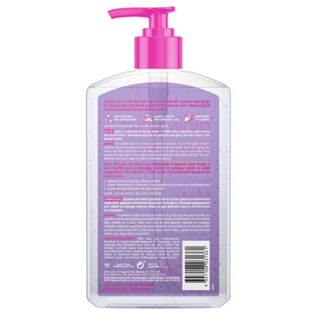 b.tan gel texture close-up highlighting clear silky finish and smooth spreadability