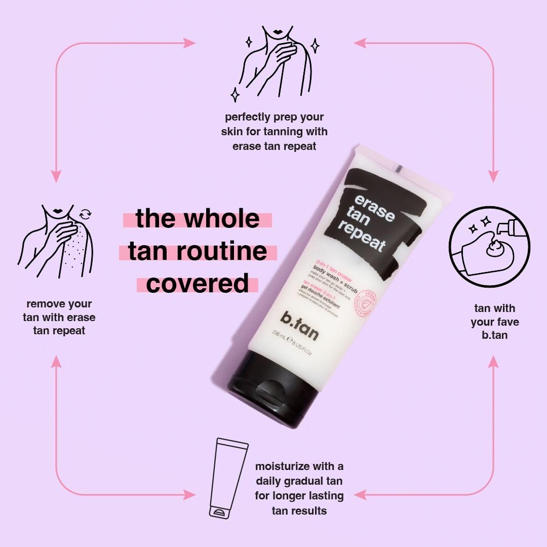 B.TAN ingredients label close-up highlighting vegan and paraben-free benefit