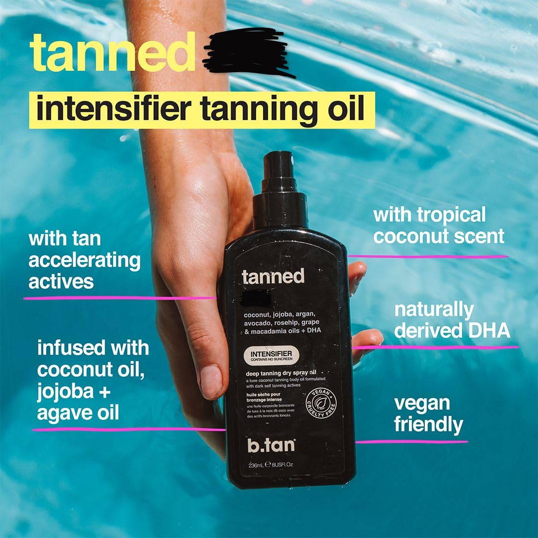 B.TAN spray in hand demonstrating quick, even application benefit