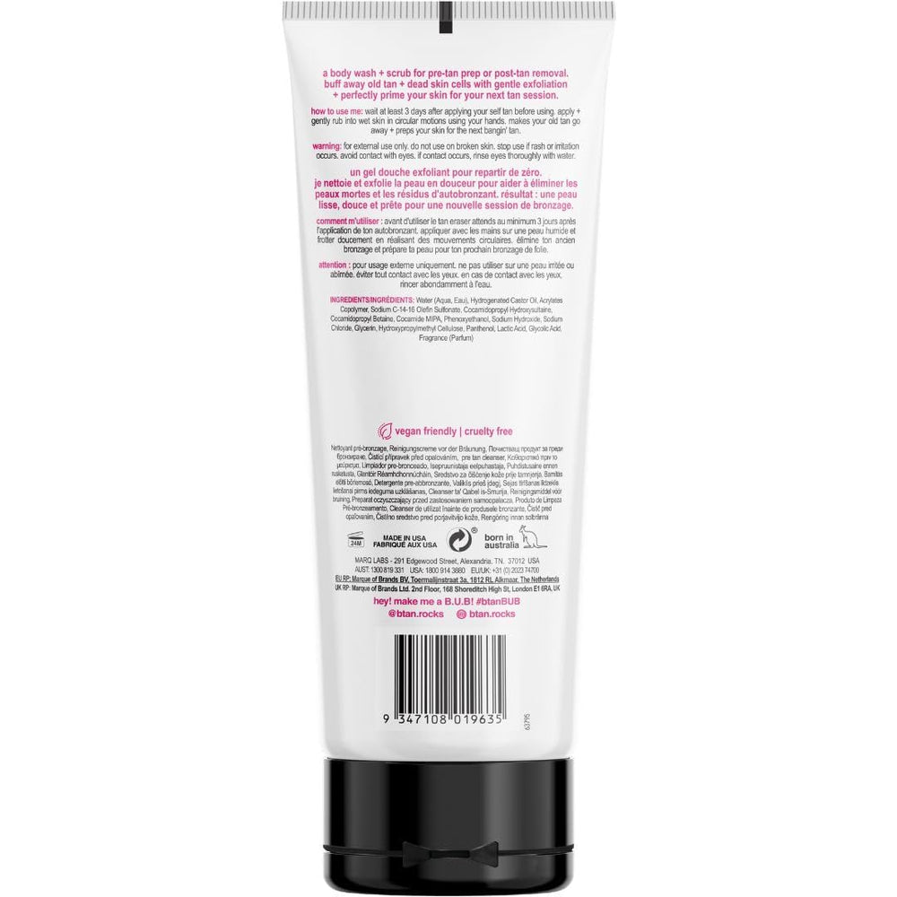 B.TAN creamy lather texture close-up illustrating gentle exfoliation benefit