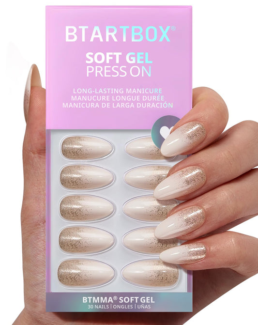 BTArtbox front packaging showing champagne frost nails and included kit benefits
