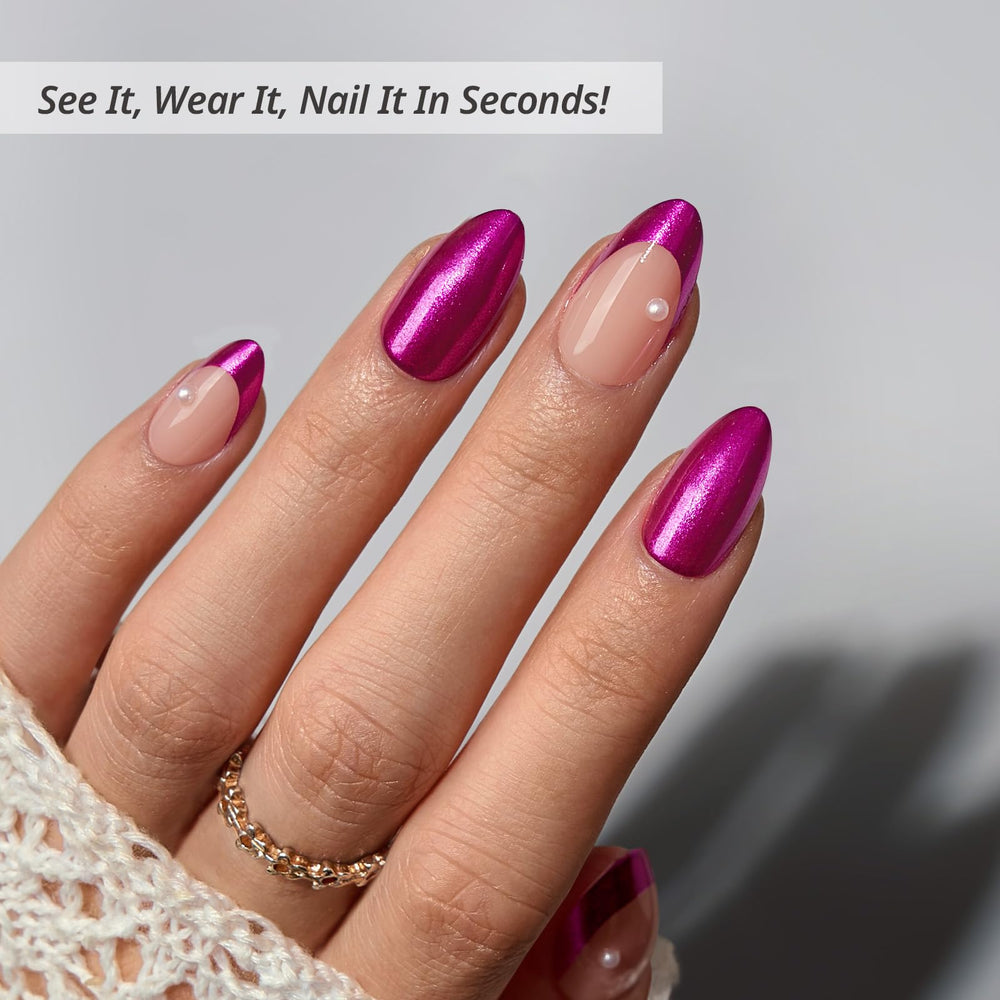 BTArtbox close-up of almond French tip texture highlighting natural-looking finish
