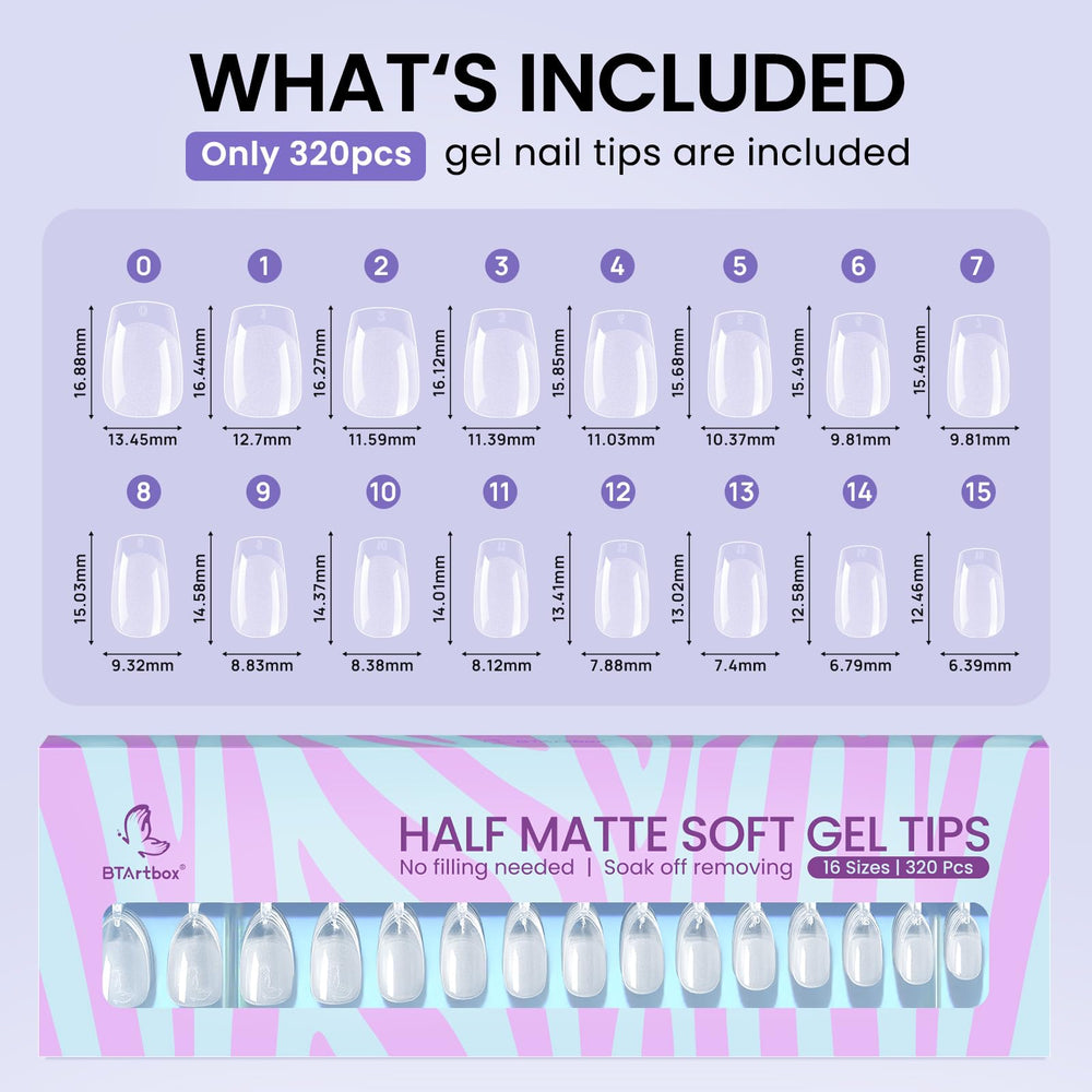 BTArtbox laid out tips displaying all 16 sizes for selection