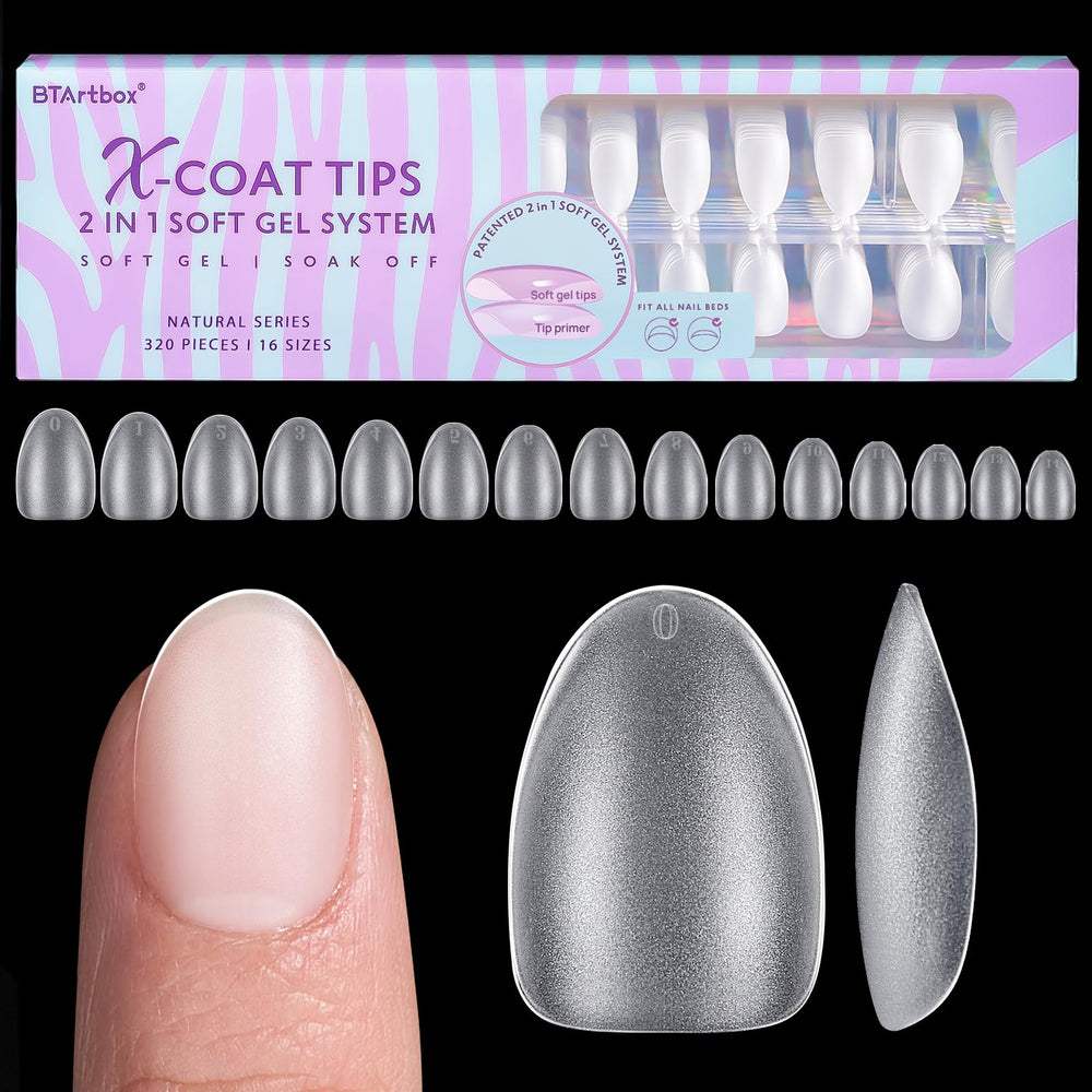 BTArtbox front packaging showing 320 clear gel tips and benefits