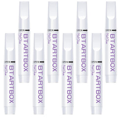 BTArtbox front packaging displaying eight nail glue tubes for long-lasting hold