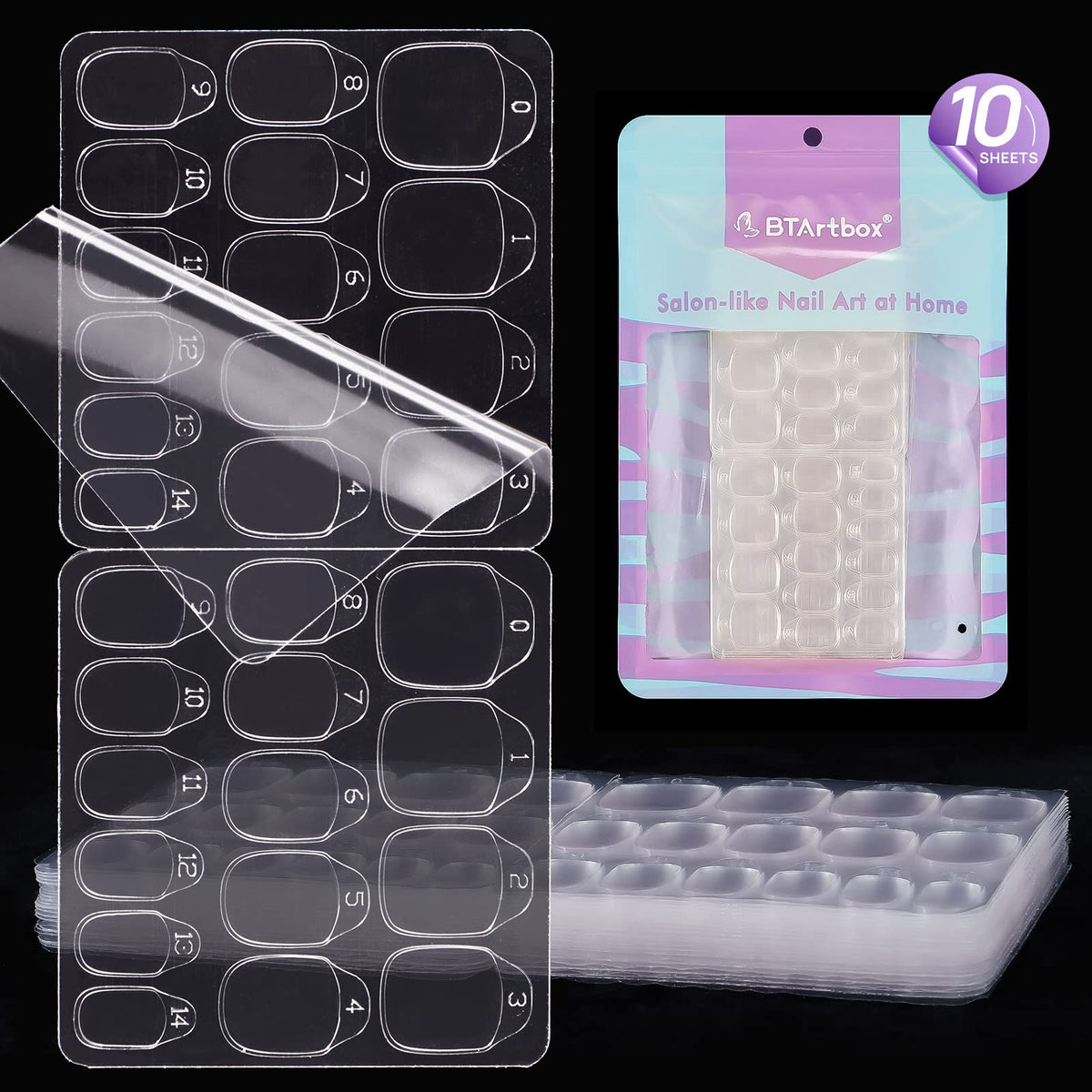 BTArtbox front packaging showing 10 sheets and 300 tabs, easy storage benefit