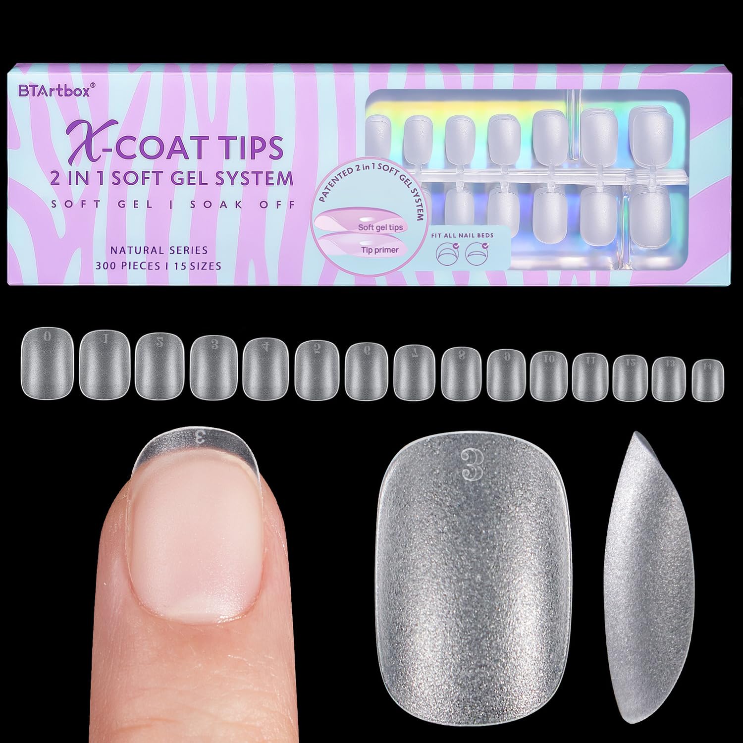 BTArtbox front packaging showing 300-piece tips and matte finish benefit