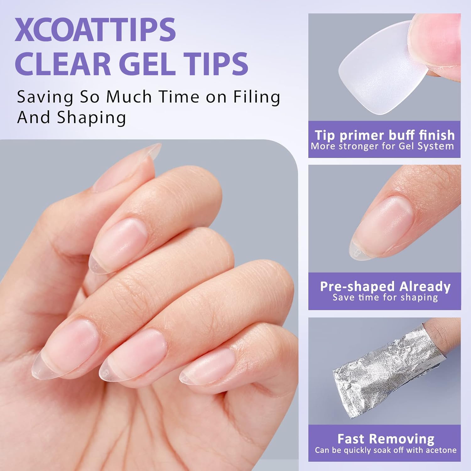BTArtbox tips being pressed onto natural nail illustrating easy application