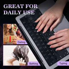 BTArtbox hands applying press-on with tab, fast application benefit