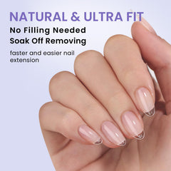 BTArtbox nail tips being glued onto natural nails for a secure, smooth bond