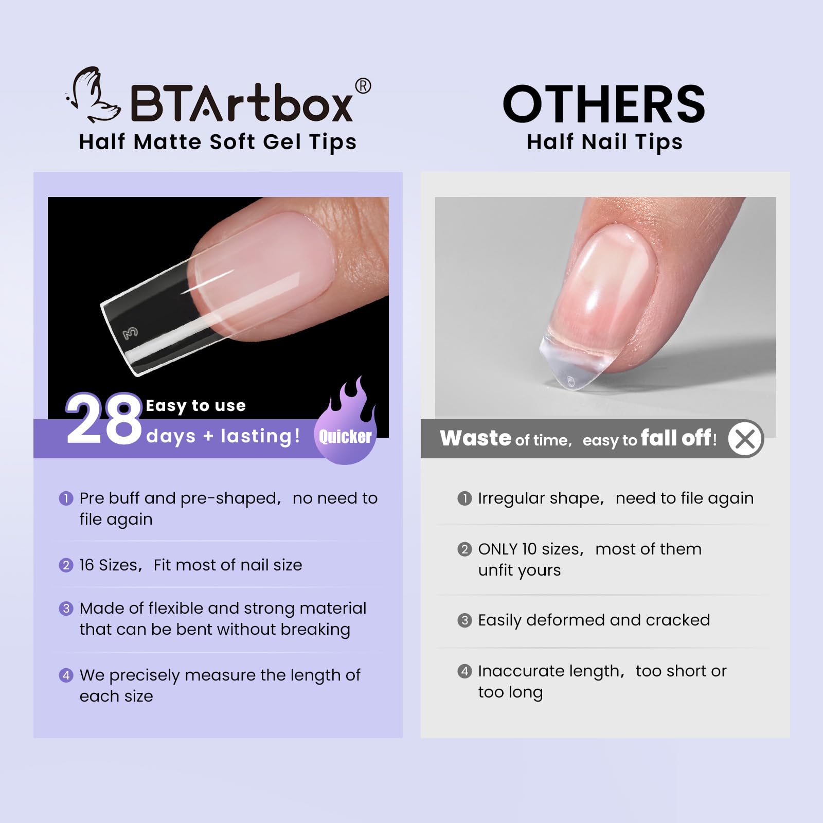 BTArtbox trimmed tip beside file and clippers showing easy shaping for custom length