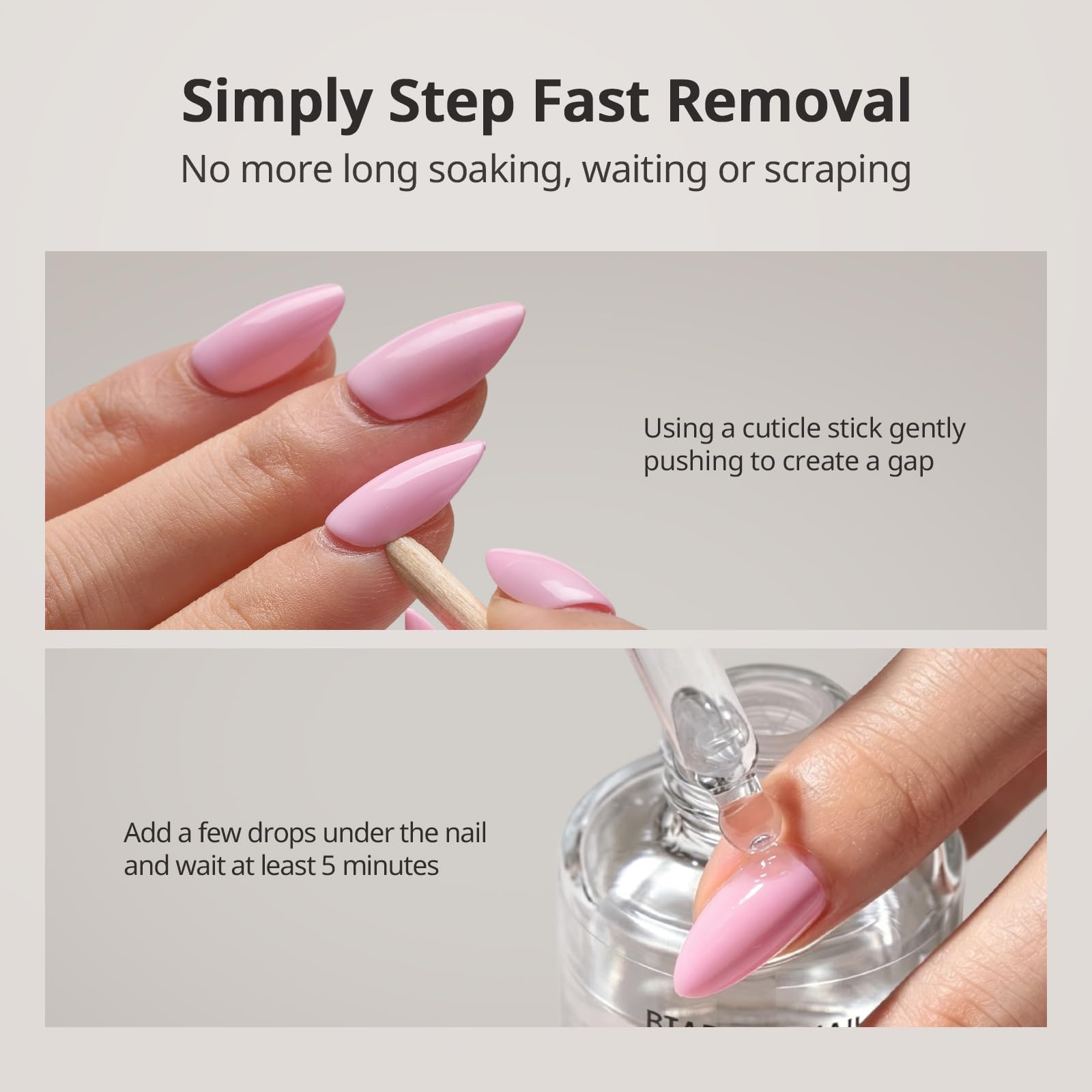 BTArtboxnails applied under a lifted press-on demonstrating quick adhesive melting